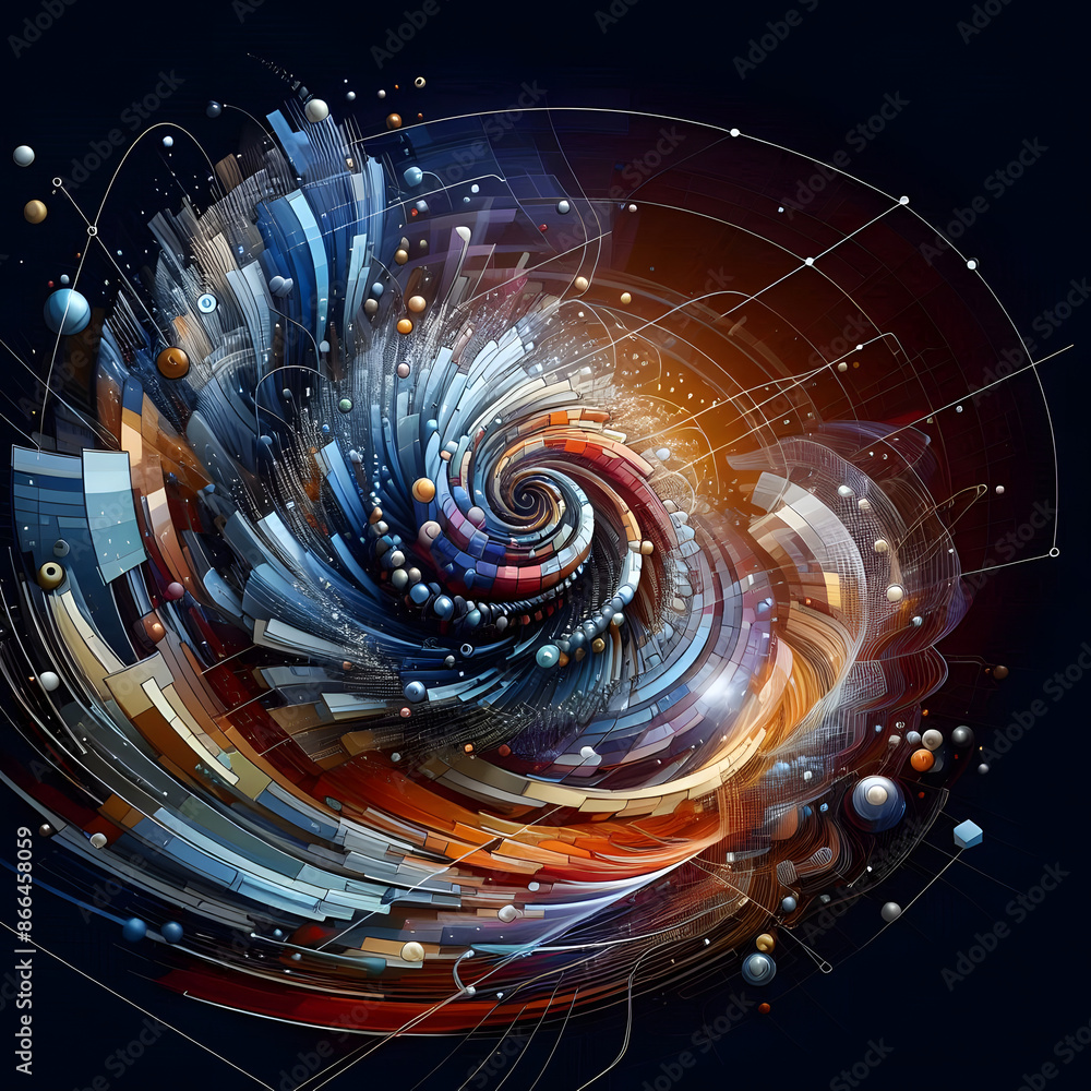 Poster modern digital abstract design useful descriptions network capabilities technological processes digi