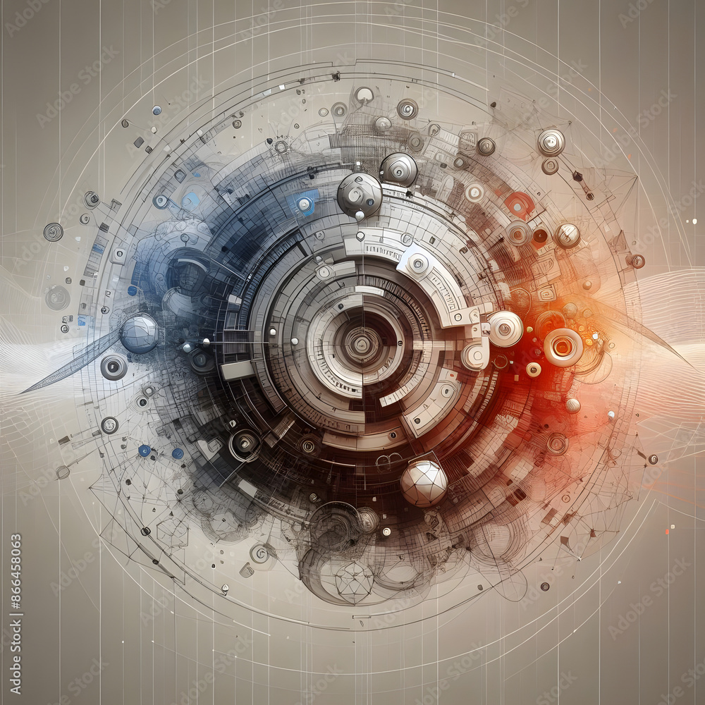 Poster modern digital abstract design useful descriptions network capabilities technological processes digi