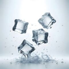 Obraz premium four ice cubes white background