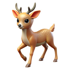 Cartoon Deer Standing on White Background