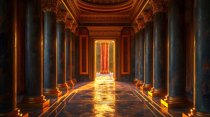 Fantasy ornate in a majestic palace hallway