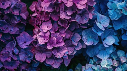 Fototapeta premium Close up of purple and blue hydrangea 