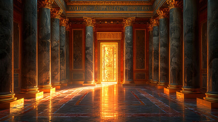 Fantasy ornate in a majestic palace hallway