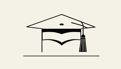 Single Line Graduation Cap Icon: Minimalist Education Design