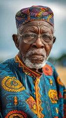 Obraz premium Elderly Nigerian man with traditional clothing