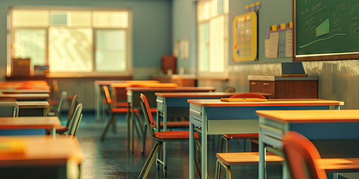 Education Inequality: A school classroom with outdated resources, representing the disparity in education opportunities
