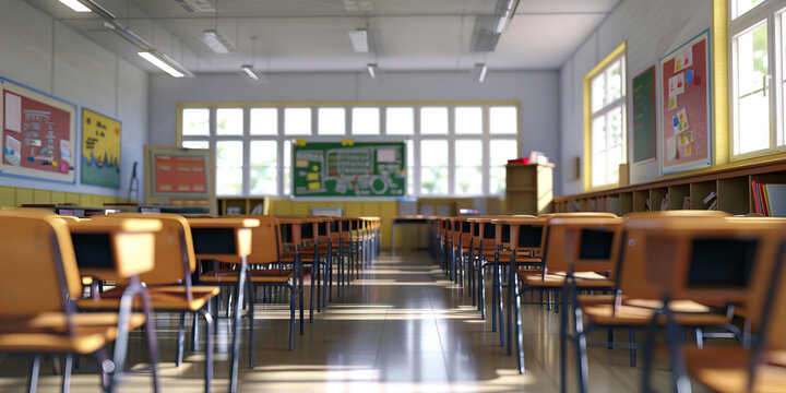 Education Inequality: A school classroom with outdated resources, representing the disparity in education opportunities