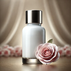 Luxury cosmetic bottle with copy space