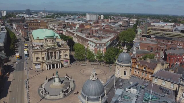 Drone 50fps. Kingston Upon Hull City Center. 