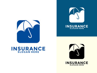 Life insurance With Umbrella Logo Design Vector, Care And Protection Insurance Logo Icon Template