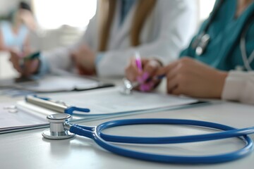 Stethoscope on a White Table in a Medical Setting