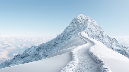A snow covered mountain with a path leading up to it