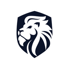 Lion head shield logo design vector template