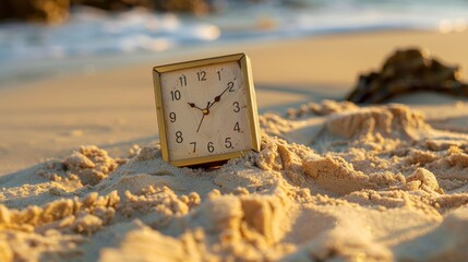 Time and Technology Merge: Sand Clock with Digital Numbers Displayed on Sandy Background
