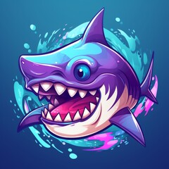 Cartoon Shark Illustration. Colorful, Playful Design for Kids