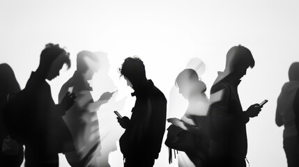 silhouettes and mobile phones