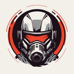 Fototapeta premium Futuristic Warrior Helmet. Sci-Fi Illustration with Red Visor