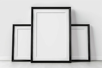 Blank decorative art frame gallery mock-up, poster frames close up