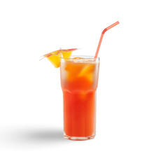 Fototapeta premium glass of orange juice with straw