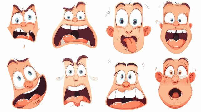 Animated mouth animation set of a female teen character isolated on white. Modern cartoon illustration of a female teen character expressing emotions and lip-syncing.