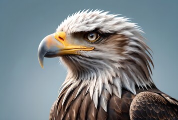 Fototapeta premium portrait of an eagle, isolated on a blue background