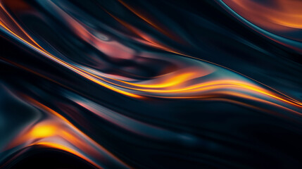 Abstract dark metallic black waves with gold