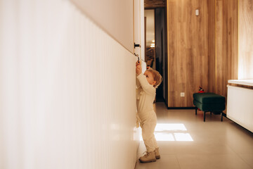 A little girl in a hospital corridor