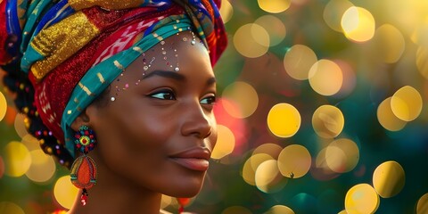 African American woman showcasing cornrows and vibrant attire for festive occasion. Concept Fashion, Hairstyles, African American Culture, Festive Attire, Cultural Representation