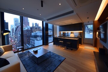 Immerse yourself in the vibrant cityscape while embracing the luxurious comfort of this contemporary apartment. Sleek design and breathtaking vistas await in this modern urban oasis