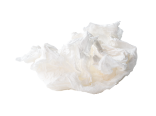 Side view set of crumpled or screwed tissue paper balls isolated with clipping path in png file format