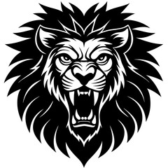 lion head angry icon  vector silhouette illustration