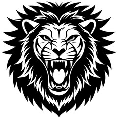 lion head angry icon  vector silhouette illustration