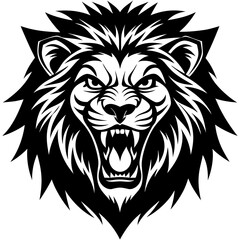 lion head angry icon  vector silhouette illustration