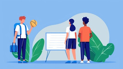 A conceptual scene of a physical education class with interactive learning tools, perfect for a banner with ample copy space