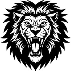 lion head angry icon  vector silhouette illustration