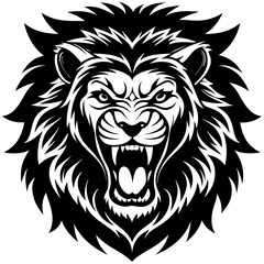 lion head angry icon  vector silhouette illustration