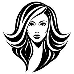 woman head beautiful logo icon vector  silhouette 