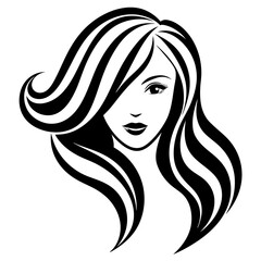 woman head beautiful logo icon vector  silhouette 
