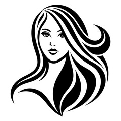 woman head beautiful logo icon vector  silhouette 