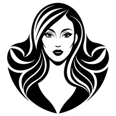 woman head beautiful logo icon vector  silhouette 