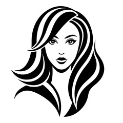 woman head beautiful logo icon vector  silhouette 