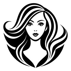 woman head beautiful logo icon vector  silhouette 