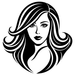 woman head beautiful logo icon vector  silhouette 