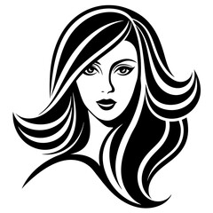 woman head beautiful logo icon vector  silhouette 