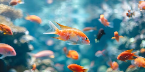Feeding Frenzy Colorful Fish on Coral Reef. Concept Underwater Photography, Marine Life, Ocean Ecosystems, Tropical Fish, Coral Reefs
