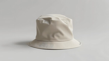Blank beige bucket hat mockup on simple background