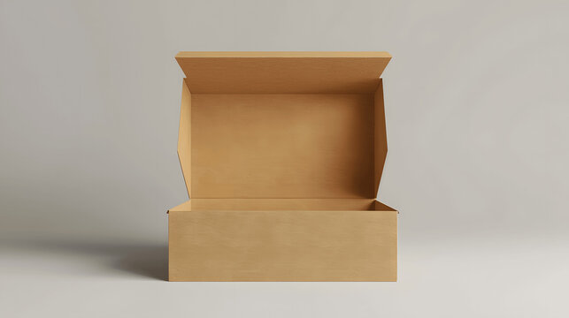 Empty packaging box mockup open with plain background