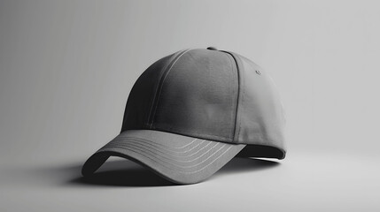 Plain grey fitted cap mockup side profile