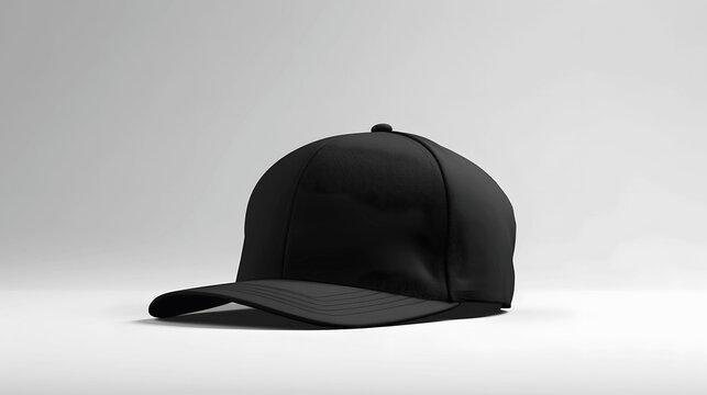 Blank black snapback hat mockup side view