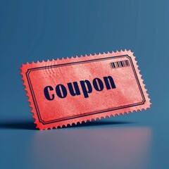 An simple pink red ticket with the word coupon on it